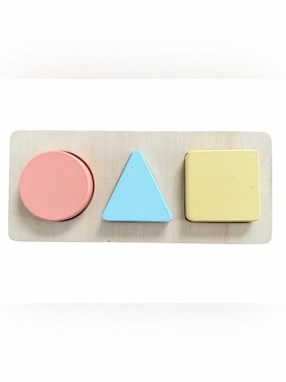Pearhead Inc. Wooden Preschool Shape Puzzle Board Circle Triangle Square Pieces